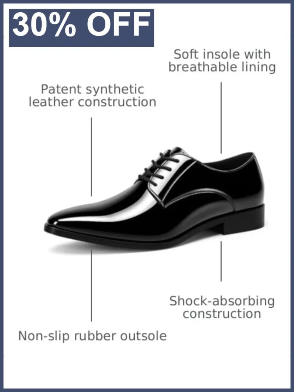 Mens Patent Leather Oxford Dress Shoes Formal Wedding Tuxedo Lace-Up